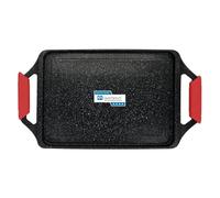 briebe Black Titanium Plancha Cocina Inducción Asar, Antiadherente Titanio, Aluminio Fundido, Bandeja Asadora 43x25cm, Recubrimiento sin PFOA, Asas Silicona, Vitrocerámica, Gas, Horno