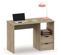 briebe Escritorio con Cajones, Mesa de Ordenador 76x115x50cm (Alto x Ancho x Profundo) 2 Cajones + Estantería, Oficina, Habitación Juvenil, Desk, Tocador Prakt Roble Cambrian