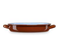 briebe Cacerola Baja Inducción 18 cm, Cazuelita Individual 0,9 L Fuente Acero Esmaltado Vitrificado, Apta Vitrocerámica, Fuego, Gas, Horno, Restaurantes/Hogar, Terra Vintage Marrón Teja