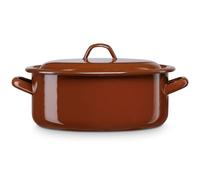 briebe Cacerola Inducción 34 cm, Cazuela 12,5 L Grande con Tapa Acero Esmaltado Vitrificado, Apta Vitrocerámica, Fuego, Gas, Horno, Terra Vintage Marrón Teja