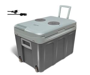 briebe Camp Nevera Portátil Eléctrica con Ruedas 40 litros, Coche, Camping, Viaje 12V / 220V, Refrigera, Mantiene el Calor, Bajo Consumo, Gris, CF1155