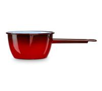 briebe Cazo Cocina con Pico Hervir Leche Acero Esmaltado 14 cm, Hervidor Vitrificado 1,10 L con Mango, Apto Inducción, Vitrocerámica, Fuego, Gas, Horno, Ignea Vintage Rojo