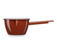 briebe Cazo Cocina con Pico Hervir Leche Acero Esmaltado 16 cm, Hervidor Vitrificado 1,70 L con Mango, Apto Inducción, Vitrocerámica, Fuego, Gas, Horno, Terra Vintage Marrón Teja
