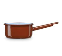 briebe Cazo Cocina Hervir Leche Acero Esmaltado 16 cm, Hervidor Vitrificado 1,4 L con Mango, Apto Inducción, Vitrocerámica, Fuego, Gas, Horno, Terra Vintage Marrón Teja