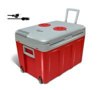 briebe Nevera Portátil Eléctrica de Viaje para Coche, Camping, 12V / 220V, Capacidad 40 L, Ruedas, Refrigera, Mantiene el Calor, Modo Bajo Consumo, Rojo