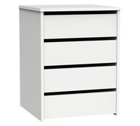 briebe Cajonera Armario Interior, Mesita de Noche, Cómoda Dormitorio, Sinfonier 4 Cajones, 63,5x46x45 cm (Alto x Ancho x Profundo) Escritorio Oficina (Blanco Brillo)