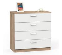 briebe Cómoda Dormitorio, Cajonera 4 Cajones, Sinfonier 78x74x40 cm (Alto x Ancho x Profundo), Habitación Matrimonio, Juvenil, Infantil, Nova Roble Cambrian/Blanco