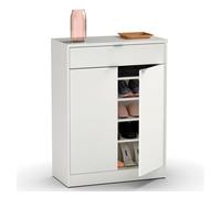 Briebe domus zapatero entrada recibidor, mueble auxiliar estrecho zapatos, 2 puertas, 1 cajón 101x75x36 cm, , blanco
