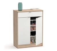 Briebe domus zapatero entrada recibidor, mueble auxiliar estrecho zapatos, 2 puertas, 1 cajón 101x75x36 cm, , blanco