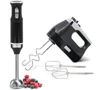 briebe Elegance Set Batidora de Mano 600W, 2 Velocidades Pie Desmontable Acero Inoxidable + Batidora de Varillas Eléctrica 400W, Amasadora de Mano Especial Repostería 5 Velocidades + Turbo (Negro)