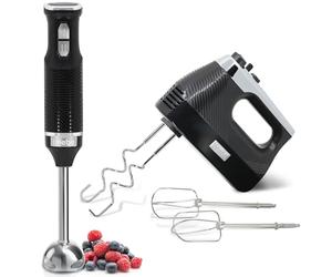 briebe Elegance Set Batidora de Mano 600W, 2 Velocidades Pie Desmontable Acero Inoxidable + Batidora de Varillas Eléctrica 400W, Amasadora de Mano Especial Repostería 5 Velocidades + Turbo (Negro)