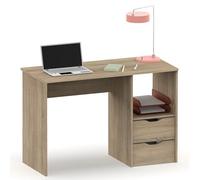 briebe Escritorio con Cajones, Mesa de Ordenador 76x115x50cm (Alto x Ancho x Profundo) 2 Cajones + Estantería, Oficina, Habitación Juvenil, Desk, Tocador Prakt Roble Cambrian