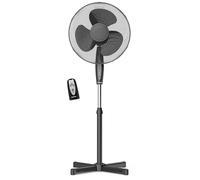 briebe FN122397 Ventilador de Pie Silencioso con Mando a Distancia, 40cm, Temporizador, Oscilante, 3 Modos Funcionamiento, 3 velocidades, Regulable Altura 125cm, Negro