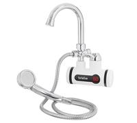 briebe Grifo/Ducha Calentador de Agua Eléctrico Instantáneo de Pared, Bajo Consumo, Grifo Baño Indicador Temperatura, Camping, Camper, Garaje, Agua Caliente al Instante Fácil Instalación