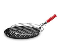 briebe Grill Asador Inducción Rayas 26 cm Acero Esmaltado, Sartén con Parrilla Extraíble Redonda, Apto para Vitrocerámica, Fuego, Gas, Horno, Levante Negro Jaspeado