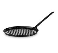 briebe Grill Asador Inducción Rayas 26 cm Acero Esmaltado, Sartén Parrilla Redonda, Apto para Vitrocerámica, Fuego, Gas, Horno, Levante Negro Jaspeado