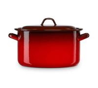 briebe Olla Recta Cocina Inducción 32 cm, Cazuela 15 L Grande con Tapa Acero Esmaltado Vitrificado Apta, Vitrocerámica, Fuego, Gas, Horno, Ignea Vintage Rojo