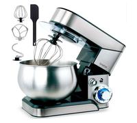 briebe Batidora Amasadora Repostería 1800W MAX, Robot Cocina Profesional, Movimiento Orbital, Varillas, Gancho Masa, Pala Mezcladora, 5 L, 6 Velocidades + Función Pulso, Inox KM1114