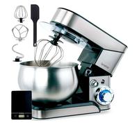 Briebe km1114b batidora amasadora repostería profesional + báscula, robot cocina 5 litros, movimiento orbital, 1800, acero inoxidable