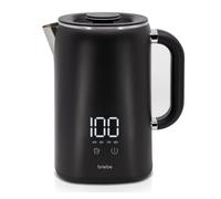 briebe eBoil Hervidor Agua Eléctrico 1,7L Regulador de Temperatura Digital 45°C a 100°C Función Keep Warm, 1500W, Interior Acero Inox, Libre de BPA, Base de 360°, Controlador Strix, Negro