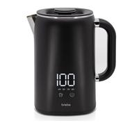 briebe eBoil Hervidor Agua Eléctrico 1,7L Regulador de Temperatura Digital 45°C a 100°C Función Keep Warm, 1500W, Interior Acero Inox, Libre de BPA, Base de 360°, Controlador Strix, Negro