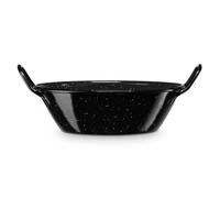 briebe Paellera Esmaltada Honda Inducción 20 cm, Acero Esmaltado, Cazuela 1,4 L, Apta para Vitrocerámica, Fuego, Gas, Horno, Levante Negro Jaspeado