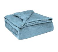 briebe Manta Sofá Invierno Pequeña Sedalina Lisa y Borreguito Polar Sherpa 130x160cm, Calentita, Gruesa y Extra Suave 100% Microfibra, Lavable a Máquina, Reversible para Cama 90/105 (Azul Petróleo)
