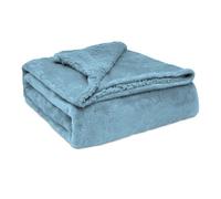Briebe - manta sofá invierno sedalina lisa y borreguito polar sherpa 130x160 cm calentita gruesa suave, , azul petróleo