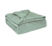 Briebe - manta sofá invierno sedalina lisa y borreguito polar sherpa 130x160 cm calentita gruesa suave, , verde