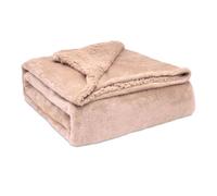 Briebe - manta sofá invierno sedalina lisa y borreguito polar sherpa 130x160 cm calentita gruesa suave, , coral