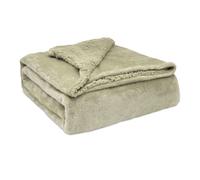 Briebe - manta sofá invierno sedalina lisa y borreguito polar sherpa 130x160 cm calentita gruesa suave, , taupe