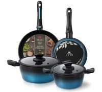 briebe MARE Batería Cocina Inducción, Acero Forjado 6 Piezas, Antiadherente Libre PFOA, Juego 2 Ollas Y 2 Sartenes Profesionales, Alta Resistencia, Apta Para Todo Tipo de Fuegos, Fabricada en España