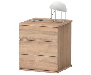 briebe Mesita de Noche 3 Cajones, Mesilla Dormitorio 48,5x41x40 cm (Alto x Ancho x Profundo) Cajonera Serenade (Roble Cambrian)