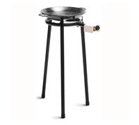 briebe Set Paellero de Gas 30cm + Paellera Acero Esmaltado 38cm 8 Raciones + Soporte 3 Patas L1 Trípode Robusto Aguanta hasta 60 KG, Kit Paella