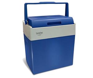 briebe Nevera Portátil Eléctrica de Viaje para Coche, Camping, 12V / 220V, Capacidad 28 Litros, Refrigera, Mantiene el Calor, Modo Bajo Consumo, Azul