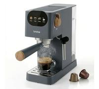 briebe Nordic Cafetera Espresso 20 Bares Compatible Cápsulas Nespresso y Café Molido, Máquina Café Semiautomática Profesional 1350W, Espumador Leche, Pantalla Táctil, 1,2L, Diseño Nórdico, Gris
