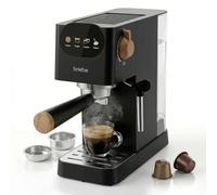 briebe Nordic Cafetera Espresso 20 Bares Compatible Cápsulas Nespresso y Café Molido, Máquina Café Semiautomática Profesional 1350W, Espumador Leche, Pantalla Táctil, 1,2L, Diseño Nórdico, Negro