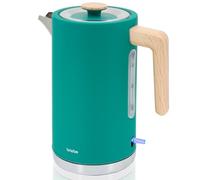 briebe Nordic Hervidor Agua Eléctrico 1,7L Inalámbrico, Tetera Infusiones 2200W Ebullición Rápida, Libre BPA, Base 360°, Controlador Strix, Apagado Automático, Diseño Nórdico, Asa Efecto Madera Verde