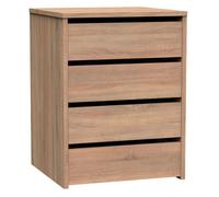 briebe Cajonera Armario Interior, Mesita de Noche, Cómoda Dormitorio, Sinfonier 4 Cajones, 63,5x46x45 cm (Alto x Ancho x Profundo) Escritorio Oficina (Roble Cambrian)