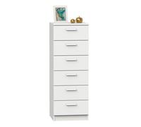 Briebe nova cajonera dormitorio sinfonier alto, cómoda 6 cajones, 110x40x40 cm (alto x ancho x profundo), , blanco