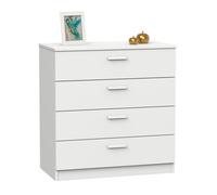 briebe Cómoda Dormitorio, Cajonera 4 Cajones, Sinfonier 78x74x40 cm (Alto x Ancho x Profundo), Habitación Matrimonio, Juvenil, Infantil, Nova Blanco