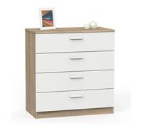 briebe Cómoda Dormitorio, Cajonera 4 Cajones, Sinfonier 78x74x40 cm (Alto x Ancho x Profundo), Habitación Matrimonio, Juvenil, Infantil, Nova Roble Cambrian/Blanco