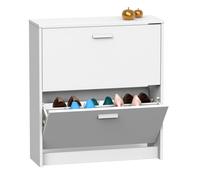 Briebe nova zapatero entrada recibidor, mueble auxiliar estrecho zapatos, 2 puertas, madera 82x74x25 cm, , blanco