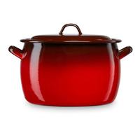 briebe Olla Abombada Cocina Inducción 36 cm, Cazuela 30 L Grande con Tapa Acero Esmaltado Vitrificado, Apta Vitrocerámica, Fuego, Gas, Horno, Ignea Vintage Rojo