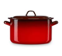briebe Olla Recta Cocina Inducción 24 cm, Cazuela 6,2 L Grande con Tapa Acero Esmaltado Vitrificado Apta, Vitrocerámica, Fuego, Gas, Horno, Ignea Vintage Rojo