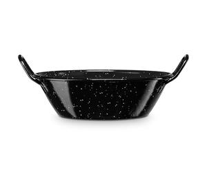 briebe Paellera Esmaltada Honda Inducción 20 cm, Acero Esmaltado, Cazuela 1,4 L, Apta para Vitrocerámica, Fuego, Gas, Horno, Levante Negro Jaspeado