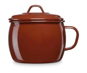 briebe Puchero Olla Cocina Inducción 12 cm con Tapa, Acero Esmaltado, Hervidor 1,3 L Vitrificado, Apto Vitrocerámica, Fuego, Gas, Horno, Terra Vintage Marrón Teja