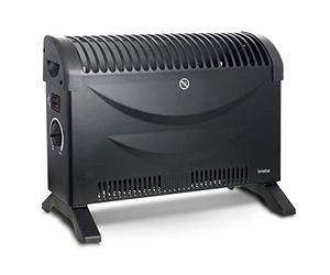 briebe Radiador Convector Eléctrico Aire Caliente, Regulador de Temperatura, Termostato Para Bajo Consumo, Silencioso, Portátil, Asas de Transporte, 3 Niveles Potencia 750W, 1250W, 2000W (Negro)