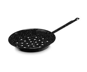 briebe Sartén Castañera Inducción 28 cm Asar Castañas, Acero Esmaltado, Apta para Vitrocerámica, Fuego, Gas, Horno, Levante Negro Jaspeado