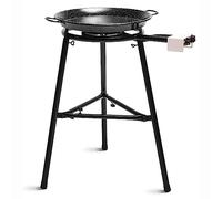 briebe Set Paellero de Gas 2 Fuegos 40-20 cm + Paellera Esmaltada 46 cm 12 Raciones + Soporte 3 Patas L3, Trípode Robusto Aguanta hasta 200 KG, Kit Paella